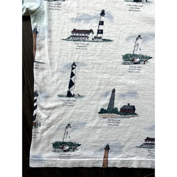 Vintage Art Unlimited North Carolina Lighthouse AOP Shirt M NC 90s Cape Fear - Picture 7 of 12